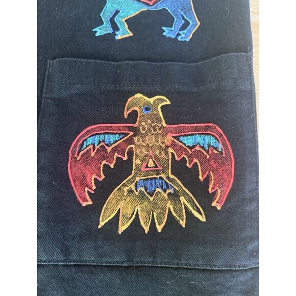 Carol Wilcher Originals Southwest Black Denim Long Vest Sz M Handpainted Signed - Picture 7 of 11